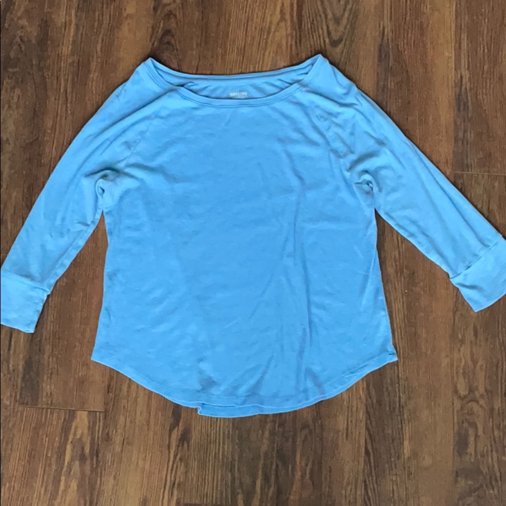 Hydrangea Blue Long Sleeve Mossimo Boat Neck